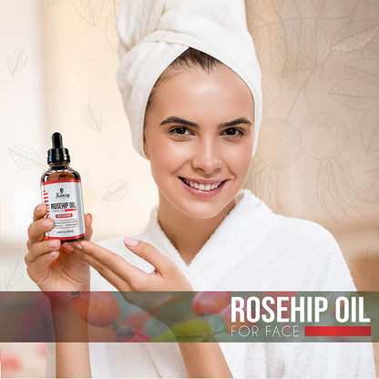 Kanzy Rosehip Oil for Face, Hydrating, Nourishing & Moisturising Rosehip Seed Oil for Skin, Hair, Nails, and Body Oil