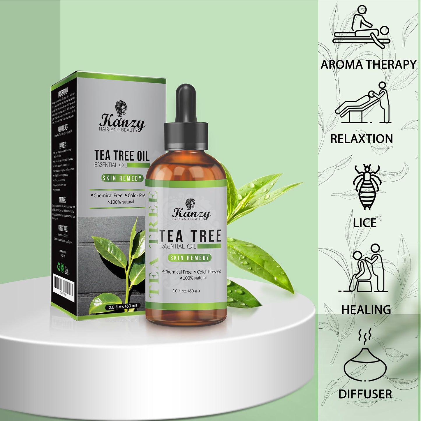 Kanzy Tea Tree Oil Treatment for Hair, Face & Nails Essential Oil 60ml