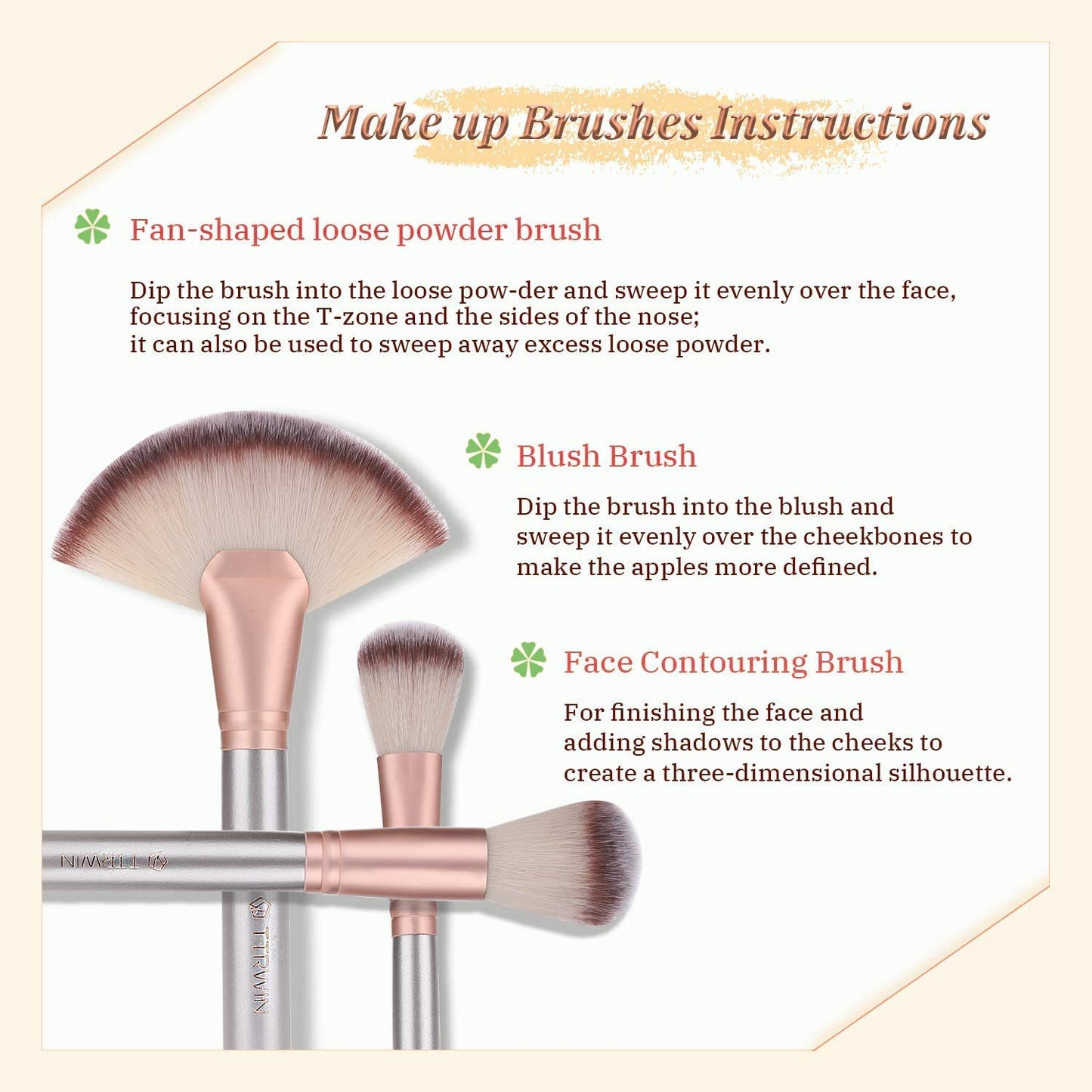 Valentine's day Gift Make up Brushes 18Pcs Professional Makeup Brush Set with PU Leather Bag Beige
